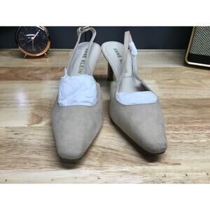 Anne Klein Rosel Dress Pump Women's US 7.5 Beige Suede Slingback Stiletto Heels